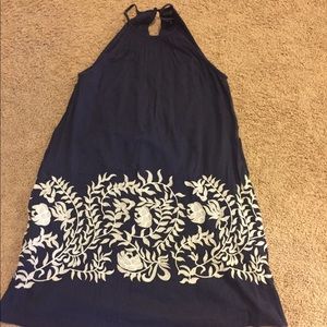 Blue dress with cute design and pockets